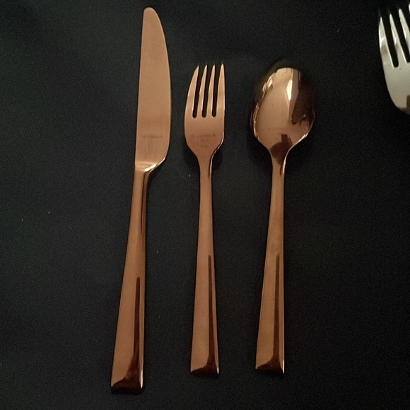 Lenox Colebrook 18/10 copper place knife dinner fork and large table spoon NEW - Picture 3 of 5